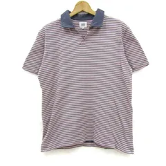 タケオキクチ ポロシャツ 半袖 ボーダー トップス メンズ Mサイズ ピンク系×グレー系 TAKEO KIKUCHI 【中古】