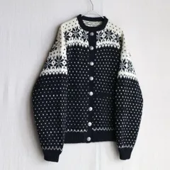 Euro vintage ノルディック ニット カーディガン / レディース ウール ブラック アイボリー セーター ユーロ ビンテージ K4-10051-9539
