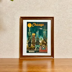 新品☆額縁付アートポスター☆Lantern Press（ランタンプレス）☆ヴィンテージ風ポスター☆アートデザイン☆Chicago☆354