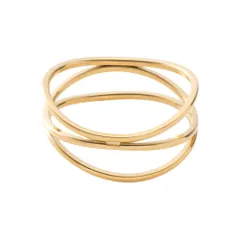 【ゴールド × 23号】[Cream dot. クリームドット公式] リング 指輪 レディース ステンレス製 金属アレルギー つけっぱなし サージカルステンレス ウェーブライン メタル 艶 レイヤード風 3連 変形 大きいサイズ 大人