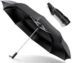 ブラック 折りたたみ傘 折り畳み傘 日傘 ワンタッチ 自動開閉 メンズ 大きい 10本骨 耐強風設計 男子日傘 UVカット 晴雨兼用 梅雨対策 台風対応 紫外線遮蔽 収納ポーチ付き メンズ レディース