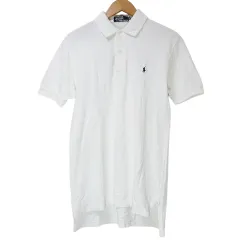 ポロ バイ ラルフローレン Polo by Ralph Lauren 90s ヴィンテージ ポロシャツ 半袖 ナイガイ期 ポニー ワンポイント刺繡 鹿の子 M 白 ホワイト IBO59 X