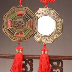 八卦 風水 麒麟 オブジェ 平面鏡 厄除け 太極八卦 十二支 八角形 鏡 ミラー 開運 商売繁盛 玄関 インテリア 縁起物 風水 魔除け 幸運 健康 運気向上 繁栄 伝統的