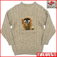 ニット セーター kanata S カナダ製 カナタ ケーブル編み ベージュ カウチンセーターサイズS一覧←SEULB屋着古← HN2191のサムネイル