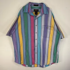 古着 80's/80年代 ヴィンテージ エディー・バウアー Eddie Bauer 半袖シャツ マドラス 大きいサイズ 胸ポケ XL マルチカラー ストライプ メンズ