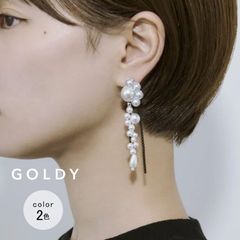 【即納】デコラティブ モノトーン イヤリング GOLDY ゴールディ 2241102 goldy アクセサリー レディース 女性 パール ブラック goldy イヤリング ゴールディ イヤリング ロングイヤリング デザインイヤリング 新品 正規品