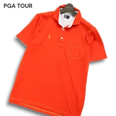 PGA TOUR PGAツアー ゴルフ 春夏 ロゴ刺繍★ 半袖 ポロシャツ Sz.L メンズ オレンジ