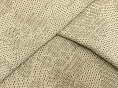平和屋着物▽本塩沢　単衣　110亀甲　草花間道　鈴乃屋扱い　正絹　逸品　AAAW1299fy