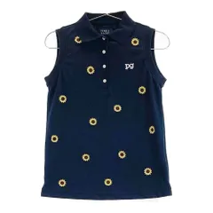 サイズ：00 PEARLY GATES パーリーゲイツ  ノースリーブポロシャツ ヒマワリ柄 ネイビー系 [240101307748]# ゴルフウェア レディース ストスト