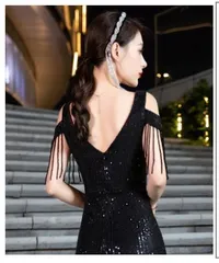 美シルエット ロングドレス パーティー パーティードレス イブニングドレス ブラック おしゃれ 上品 エレガント カラードレス マーメイドドレス ブライダル 二次会 結婚式 発表会 お呼ばれ