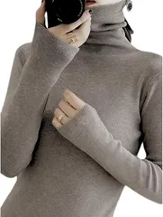 Dep Club ハイネック ハイネックセーター レディース 薄手 タートルネック 長袖 ニット インナー モード系 シンプル カシミヤタッチ 秋冬(ダークブラウン,  L)