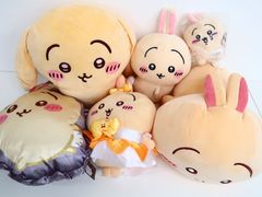 5点セット ちいかわ うさぎ ぬいぐるみ/泣いちゃった・まじかる・おしりふりふり・垂れ耳・寝そべり(ねむねむうさぎ)・ギンガムクッション