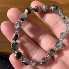 天然石ブラックルチルクォーツブレスレット