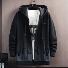 メンズ パーカー 長袖 ジップアップ トレーナー スウェット プルオーバー フード付き グラデーション シンプル おしゃれ レイヤード トップス ゆったり 春秋冬服 M1014-L0WX-1