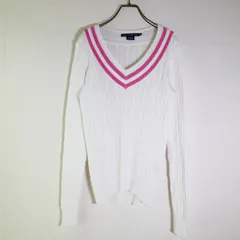 RALPH LAUREN GOLF SA WHITEカラー COTTON チルデン ケーブル KNIT SHIRT−M