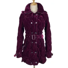 バーバリーブラックレーベル BURBERRY BLACK LABEL ベロア ダウンジャケット ベルト付き トレンチコート アウター ダウンジャケット パープル レディース 【中古】