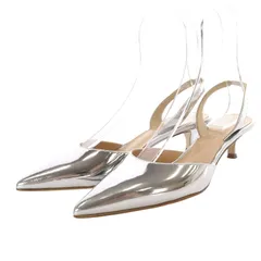 プラージュ Plage ブレンタ 23AW  SP PAOLA METAL パンプス ハイヒール ポインテッドトゥ バックストラップ レザー 38 シルバー色 /YO16のサムネイル