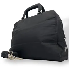 美品 PRADA プラダ ハンドバッグ ショルダーバッグ 2WAY ナイロン 黒 ブラック シルバー金具 三角ロゴ ビジネスバッグ 斜め掛け可 レディース メンズ ユニセックス C1