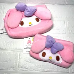 韓国ダイソー限定 サンリオ マイメロディ ポーチ2点セット（ふわもこ素材）