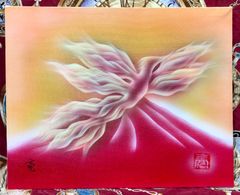 風水絵画⭐︎赤富士鳳凰　強力波動金運仕事運アップ全体的エネルギー上昇　F3号