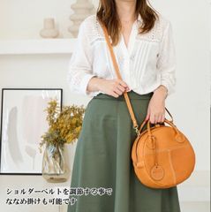 新品　ズッケロフィラート　本革　丸型　ショルダーバッグ　ヌメ革