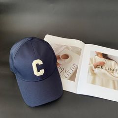 CELINE 正規品　セリーヌ　ロゴ　ネイビー ベースボールキャップ M セリーヌ CELINE キャップ ベースボール トリオンフ ギャバジン