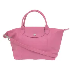 美品 ロンシャン 2WAY 折り畳み ル プリアージュ キュイール メティスレザー ピンク ハンドバッグ 0682 Longchamp