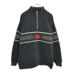 TOMMY HILFIGER トミーヒルフィガー ハーフジップ フリースジャケット ネイティブ柄 ブラック(メンズ M)中古 古着 V5719