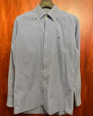 BURBERRY BLACK LABEL ギンガムチェック柄長袖ボタンダウンシャツ ブルー 41サイズ