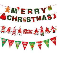【特価商品】ガーランド クリスマス Merry Christmas 可愛い クリスマス クリスマス パーティー 装飾 飾り付け 飾り 壁飾り 両面 厚紙 TuBaoBao 紐が付き (3種類セット A)
