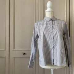 @ IENA イエナ 丸襟 フリル ストライプ ブラウス シャツ トップス　お呼ばれ　デート　オフィスカジュアル　食事会　可愛い　お出かけ　上品