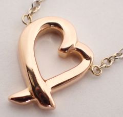 トップのみ仕上げ済 美品 TIFFANY&Co.(ティファニー) ミニラビングハートネックレス K18YG×WG 2.3g イエロー ホワイトゴールド ダブルカラー レディース
