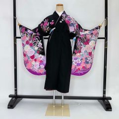 二尺袖 単品 卒業式着物 黒 anan 裄68cm Lサイズ  袴用着物 化繊 中古 4561