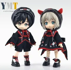 オビツ11 ドール服 悪魔天使コスチューム4点セット 12分の1 GSCねんどろいどどーる ピコニーモ 羽付き 悪魔の翼 帽子 上下セット ぬい撮り 撮影小物 ハロウィン コスプレ ファンタジー衣装d-67