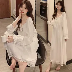 ネグリジェ ネグリジェ パジャマ レースネグリジェ 白ワンピース ロング丈 ネグリジェ 長袖 ネグリジェ 春夏秋 レディース 大人可愛い部屋着#apaap18882