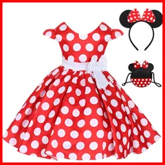 [Ａｍｙｃｕｔｅ] ディズニー ミニー コスチューム 子供 コスプレ なりきり キッズ 仮装 ハロウィン クリスマス ドット柄 可愛い スカート ワンピース+鞄+カチューシャ付き 3点セット 普段着でも着れるのが嬉しい 90~140㎝