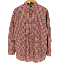 ポロバイラルフローレン Polo by RALPH LAUREN 90S 香港製 BLAKE ポニー刺繍 マドラスチェック B.D. L/S コットン シャツ メンズ import：L 