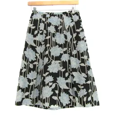 オゾック スカート ボトムス 花柄 和柄 日本製 レディース 38サイズ ブラック OZOC 【中古】