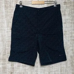NIKE ナイキ　メンズ　パンツ　ハーフパンツ　ショートパンツ　ロゴボタン 　ウエストゴム　ドローストリング　総柄　幾何学柄　ブランドマーク　ワンポイントロゴ　刺繍　スウッシュ　ブラック　Lサイズ　スポーツ　部屋着　カジュアル　s374h294