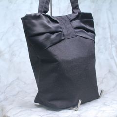 Yves Saint Laurent イヴサンローラン YSL トートバッグ リボンデザイン 黒 ブラック A4も入るバッグ サブバッグにもおすすめ