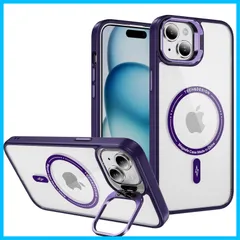 【特価商品】iPhone 15 ケース Magsafe対応 Cakublse 耐衝撃 アイホン15ケース ストラップ穴付き リング スタンド 付き PC背面 + TPUバンパー 米軍MIL規格 ダークパープル