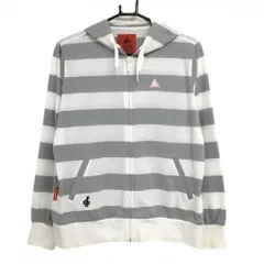 ★SALE価格★【美品】ルコックゴルフ ジップパーカー 白×グレー ボーダー 薄手 ブルゾン レディース LL ゴルフウェア le coq sportif