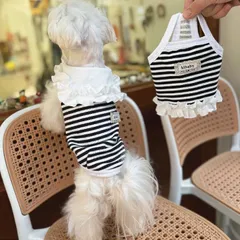 犬 猫 ペット服 春 夏 フリル Dカン付 ボーダーワンピース タンクトップ 小型犬服 犬服 猫服 可愛い ドッグウエア ペット用品 ボーダー 夏 小型犬