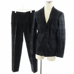 コムデギャルソンオムドゥ COMME des GARCONS HOMME DEUX AD2011 スーツ セットアップ 上下 テーラードジャケット シングル パンツ スラックス チェック柄 製品洗い加工 XS S 黒 ブラック 紺 ネイビー /AN33