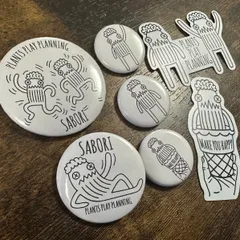 SABORIちゃん 缶バッジ＋ステッカーセット