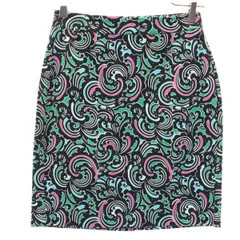 Banana Republic バナナリパブリック 総柄 ミニ丈 タイトスカート 0 ブラック レディース 古着