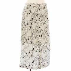 6 ROKU BEAUTY&YOUTH B&Y ロク ビューティーアンドユース LINE PRINT SKIRT ラップスカート ロング 総柄 38 白 黒 8624-299-0055 /TK
