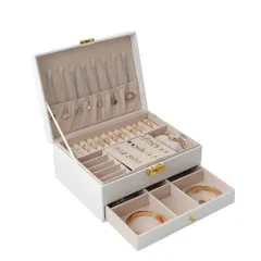 ☆ ホワイト ☆ ジュエリーボックス 大容量 おしゃれ  鍵付き pmyjew001 アクセサリーケース 鍵付き ジュエリーボックス アクセサリーボックス ジュエリーケース アクセサリー ジュエリー 収納 大容量 可愛い おしゃれ シンプル ネックレス