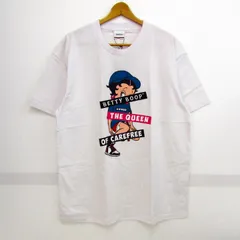 ベティブープ 半袖Ｔシャツ クルーネック ベティちゃん 大きいサイズ トップス レディース LLサイズ ホワイト×ブルー系 BettyBoop