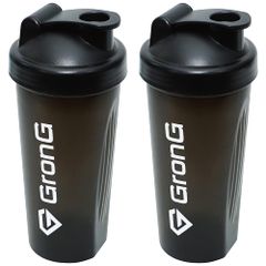 プロテインシェイカー 600ml シェイカー プロテイン シェーカー シェイカーボトル ブラック 2個セット GronG（グロング）